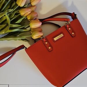 Calvin Klein Coral Leather Tote Bag